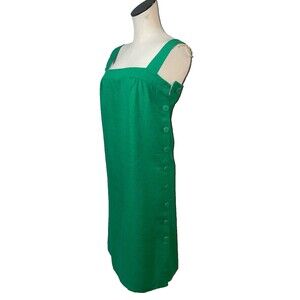 Vintage Women’s Kelly Green Sleeveless Pinafore Dress size 6 Side Square Neck